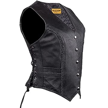 womens leather biker vest