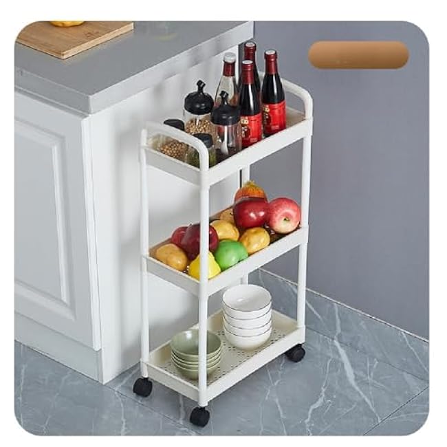 3-Tier Kitchen Storage Cart, Black Utility Cart with 360¡ã Rotating Wheels & Brakes, Easy Install, Classified Stickers, Sturdy Plastic Baskets for Kitchen, Bedroom, Bathroom, Garage Organization-zzCA255S