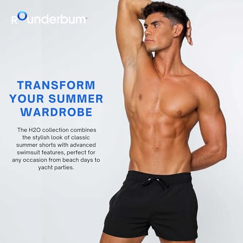 Rounderbum Men’s Lift Tech Swim Shorts – Quick-Dry 4-Way Stretch, Lined, Drawstring Waist, Side Pockets3
