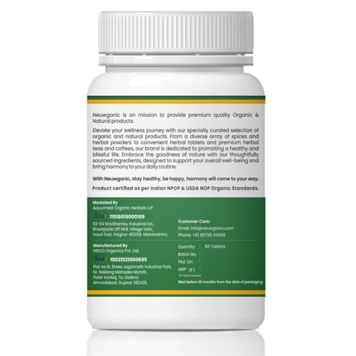 Image of Organic Moringa Tablets - 600 mg 60 Tablets - Drumstick Leaf Tablets - Good for Hair & Skin - Rich Source of Calcium - Promotes Healthy Joints - Increase Metabolism