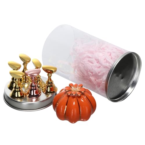 FOMIYES Mount 1 Fake Nail Holder, Nail Tip Practice Base Rack, Nail Practice Training Display Stand, Cute Pumpkin Shape Nail Stand, Nail Shop Supplies Salon Orange