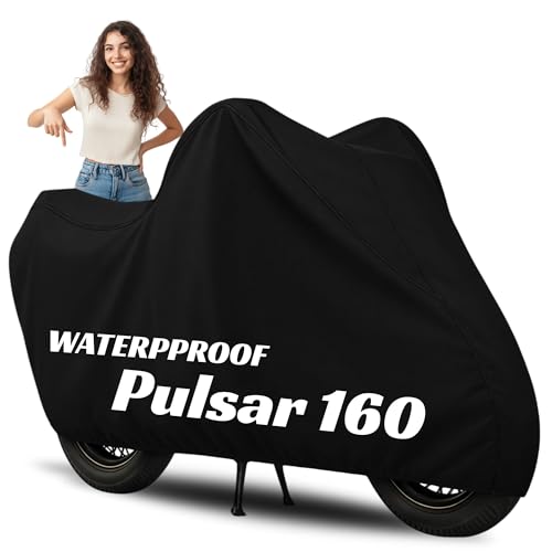 Image of 100% Waterproof Pulsar 160 Bike Cover | Polyester Body Cover for Rain & Sun | UV Protection, Dustproof, Scratch Resistant, Windproof, Heat Resistant, Vehicle Specific Fit (Black)