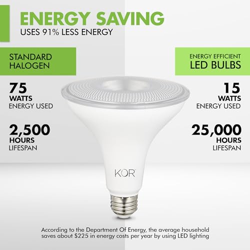Image of KOR PAR38 LED Flood Light Bulbs, 100W Equivalent, Dimmable, 3000K, 2 Pack