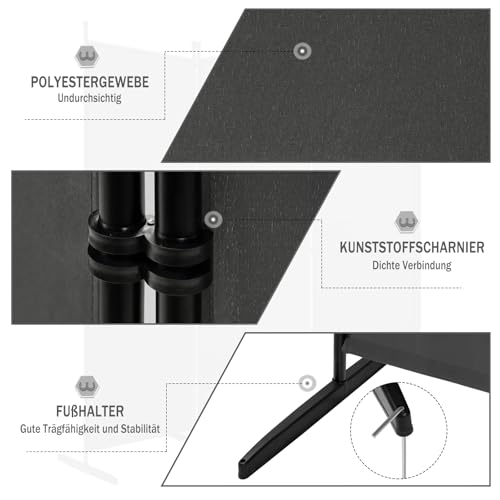 WOLTU Paravent, Raumteiler klappbar freistehend Sichtschutz, Trennwand 3 teilig 167x177 cm, Stellwand für innen Outdoor Garten Balkon Terrasse, Raumtrenner Dunkelgrau
