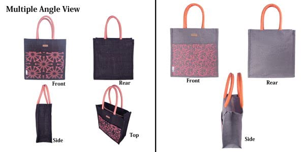 Image of Foonty Tote Bag /Lunch Bag /Gym Bag (Pack of 2,FFFWB6016F Multicolored)