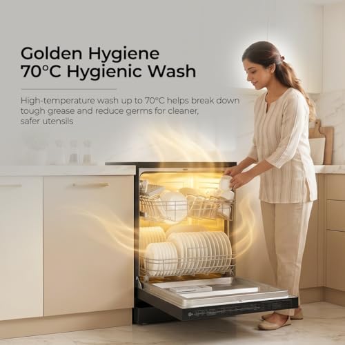 Image of Midea 13 Place Setting Freestanding Dishwasher, 7 Wash Programs, Intensive 70C, Glass Care Mode (ECO & Rapid Wash, Fully Automatic, Suitable for Indian Kitchen)