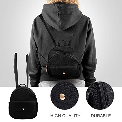 KESYOO Pu Couro Pequena Mochila Chique Feminina Mochila Casual Mochila Zíper Mini Bolsa de Ombro Bol