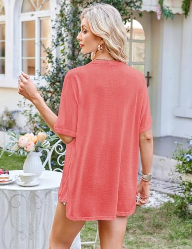 Image of Halife Womens Summer Lightweight Cardigan Short Sleeve Open Front Casual Loose Cover Ups