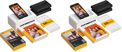 Image of KODAK Dock Plus 4x6'' Photo Printer, 50 Sheets, Docking & Bluetooth Smartphone Printer for iPhone & Android, Instant Color Prints, 4PASS Dye Sublimation (Pack of 2)