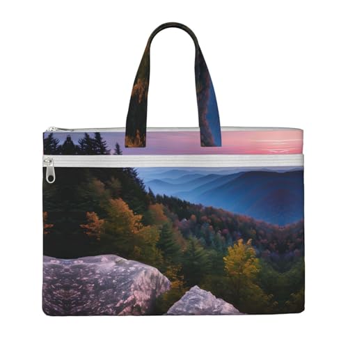 Canadian Smokey Mountain Cliff Canvas Document Bag Briefcase For Professionals And Executives