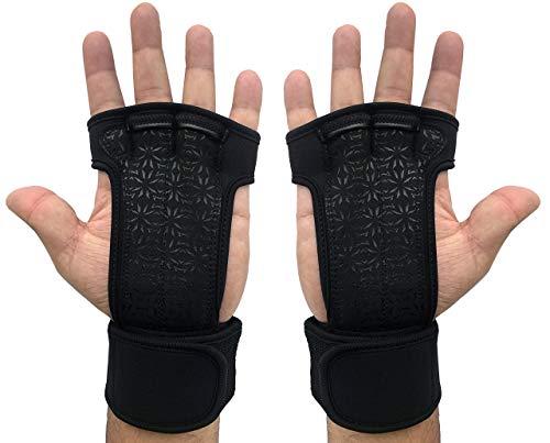 Kobo WTG-18 Black Professional Best Gymnastic Hand Grips/Cross Fitness Gloves for Pull Ups/Gym Gloves for Fitness/Functional Training Hand Protector (Size : Medium)