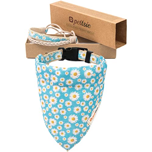 Pettsie Collier Bandana pour Chien, Bracelet d'amitié Assorti au propriétaire, Coffret Cadeau, 2 Tailles faciles à régler, Chanvre Doux, Anneau en D Solide...