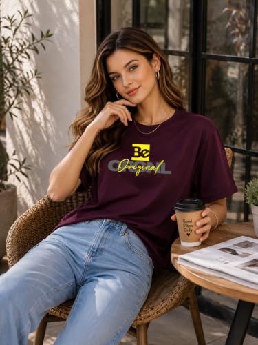Image of London Hills Women's Loose Fit Graphic Printed T-Shirt | Soft Cotton Blend Fabric | Round Neck Half Sleeve Casual Top, Travel & College