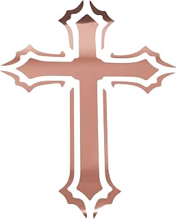 God Cross Outline Silhouettes 4 (Rose Gold) (Set Of 2) Premium Waterproof Vinyl Decal Stickers For Laptop Phone Accessory Helmet Car Window Bumper Mug Tuber Cup Door Wall Decoration