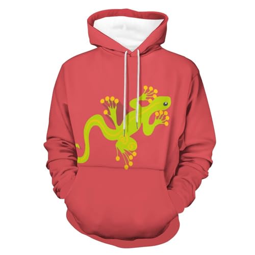 Sweatshirt Gecko Vert UMENG | Pull à Capuche et Manches Longues Unisexe Vêtement Taille S