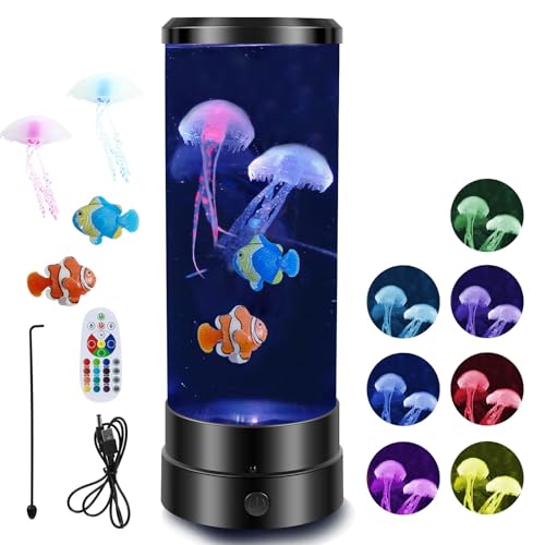 LED Jellyfish Lamp, USB/Battery Operated Jellyfish Night Light, 7 Changing Mood Lamps, Realistic Jellyfish Tank Mood Lights for Home Office Bedroom Living Room Sleep Relax, Excellent Gift