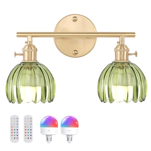 Shenmoyl Battery Operated Bathroom Light Fixtures (Brass)