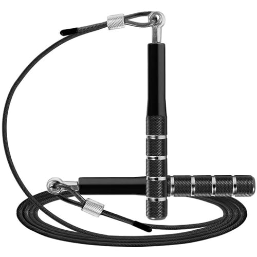 Training Skipping Rope for Gym, Jump rope, Aluminium non tangle ball joint, Fitness equipment, Boxing equipment, Speed rope, Adjustable length, Jumping rope for adult and woman, Black.