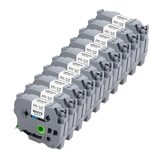 ���x�����[�J�[�ƌ݊����̂��� 10PK 18mm TZe241 ���~�l�[�g���x��(10PK Black on White)