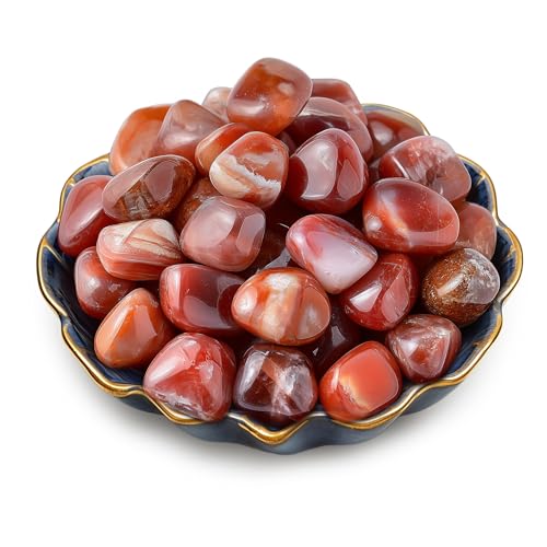 Image of Polished Carnelian Crystal Bulk - 0.8 inch Colorful Tumbled Stone Chips Rocks, 7 oz Crushed Sea Glass Large Stones for Healing, Reiki, Crafting, Home Decor