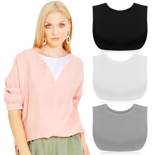 3 Pieces Fake Collars for Women Modesty Panels Crew Collar Neckline Cleavage Cover for Women Under Blouses Favors