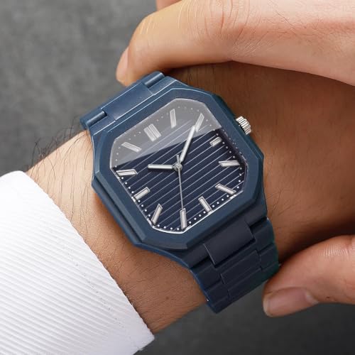 Image of Shocknshop Minimalist Creative Square Analog Casual Plastic Chain Strap Wrist Watch for Men Boys -WCH382