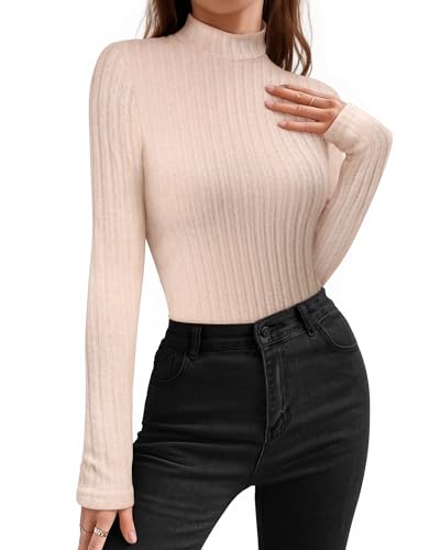 MANGOPOP Thermal Long Sleeve Shirts for Women Turtleneck Undershirts Ribbed Fitted Fleece Underwear Tops Sweatshirts3
