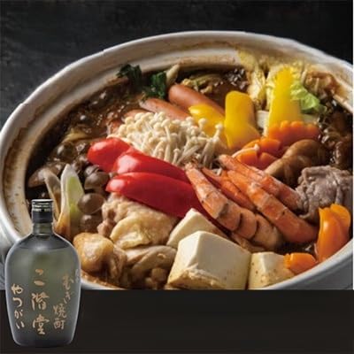 鶏カレー鍋セット&大分むぎ焼酎 二階堂 やつがい 720ml おつまみセット(複数個口で配送)