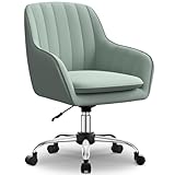 Carroltt Schreibtischstuhl,Bürostuhl mit gepolstertem Samtstoff,Schminktisch Stuhl,höhenverstellbar Drehstuhl,Homeoffice Stuhl bis 150 kg belastbar,für Arbeitszimmer, Schlafzimmer, Büro,Erbsengrün