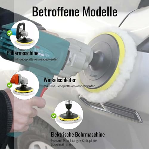 5 Stück Polierpads 150mm, Lammwolle Polierscheiben, Polierpad Wollpad Polieraufsatz für Poliermaschine, Wollpuffer Lammwolle Polierscheibe für Auto Exzenterschleifer