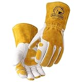 Revco GM1611 Top Grain Leather Cowhide MIG Welding Gloves with Reinforced Palm & Thumb and Index Finger, Seamless Forefinger, 5' Cuff For Extra Protection (2XL)