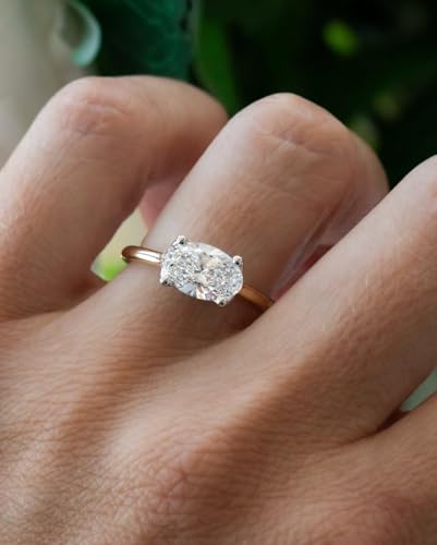 2.0CT East West Oval Cut Moissanite Diamond Ring| 14K Gold Diamond Engagement Ring| Wedding Rings| Anniversary Rings| Christmas Gift| Rings • SE1063