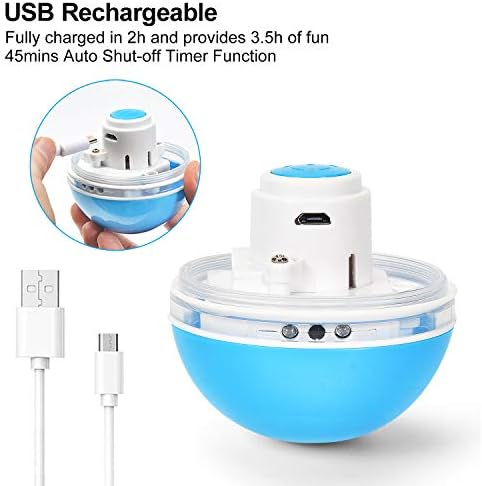 Interactive Cat Toys Ball with LED Light & Catnip, 2020 Upgraded Ring Bell Feather Pet Toy,Auto Spinning Smart Cat Ball Toy,USB Rechargeable Stimulate Hunting Instinct Kitty Funny Chaser Roller