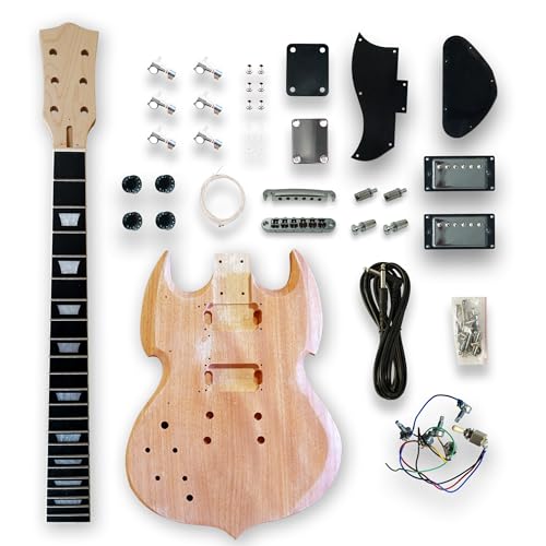 BexGears DIY Left-handed Electric Guitar Kits Okoume wood Body maple neck & composite ebony fingerboard Beginner Guitar with H-H Pickups