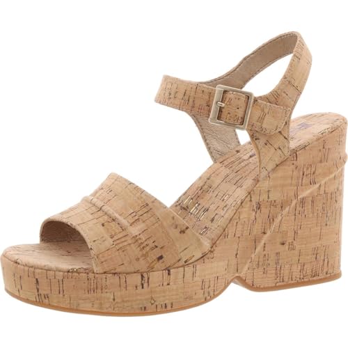 KORKS Womens Buckle Cork Wedge Heels Beige 8 Medium (B,M)