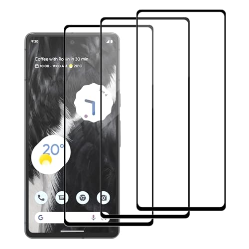 WowFluy 3 Pack for Google Pixel 7 Tempered Glass Screen Protector Scratch-Proof Bubble-Free HD Transparent 9H Hardness Bubble Free Black border GVU6C GQML3