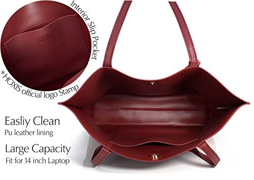 Image of Minimalist Clean Cut Pebbled Faux Leather Tote Womens Shoulder Handbag