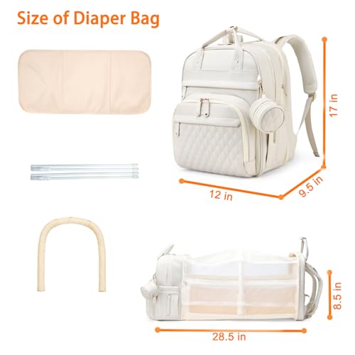 Image of Astro alan Baby Diaper Bag with Changing Station, Waterproof Diaper Bag Backpack for Moms Dads with USB Charging Port, Baby Shower Gifts, Large Capacity diaper backpack, Beige