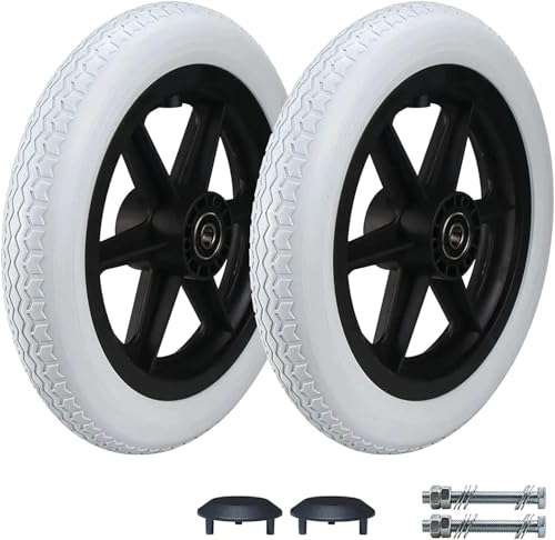 NLAVW Conjunto de Ruedas traseras para Silla de Ruedas de 12 Pulgadas, 12 1/2 x 2 1/4, 2PCRuedas de Repuesto, neumático sólido Gris, Accesorios de Rueda Trasera