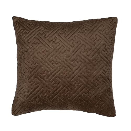 Image of Wakefit Designer Cushion Cover | 16x16 inch | Thread Work on Velvet Fabric | Maze | Machine Washable | Pack of 1 | Brown
