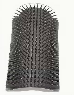 Cat Self Groomer Wall Corner Mounted Brush, Grey Plastic Massage Comb, 15.4cm/6.06inch Length, 8.2cm/3.35inch Width, Pet Grooming Tool