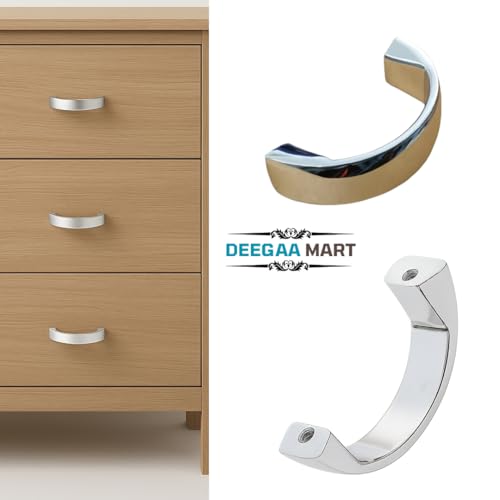 Image of Twin Hole Zinc Alloy Drawer Pulls, Chrome Handles for Drawers, Cabinets, Wardrobes, and Kitchen Doors - Decorative Furniture Hardware (Qty : 2)