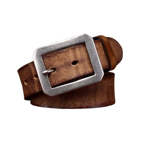 Ceinture western en cuir pour jeans homme et femme avec boucle argentée