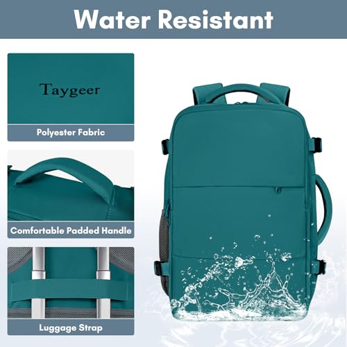 Image of Taygeer Carry on Backpack for Men Women, Luggage Laptop Backpack | Airplane Travel Mochila with Water Bottle Pocket, 35L Water Resistant Gym Weekender Bag for College Gift, Peacock Blue