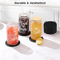 TWTLi 8-Pack Silicone Drink Coasters with Holder, Non-Slip Coaster Set for Coffee Table, Kitchen & Office, Protect Furniture from Water Rings, Heat & Spills, Black — image 4