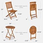 Best Choice Products 3-Piece Acacia Wood Bistro Set, Folding Patio Furniture for Backyard, Balcony, Deck w/ 2 Chairs, Round Coffee Table, Teak Finish - Natural - Image 2