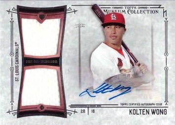 2015 Topps Museum Collection Dual Relics #SSD-KW Kolten Wong Certified Autograph Game Worn Jersey Baseball Card – Only 299 made!