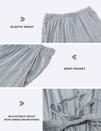Image of JINSHI Womens Pajama Shorts Soft Comfortable Lightweight Elastic Drawstring Modal Pajama Bottoms Lounge Shorts with Pockets