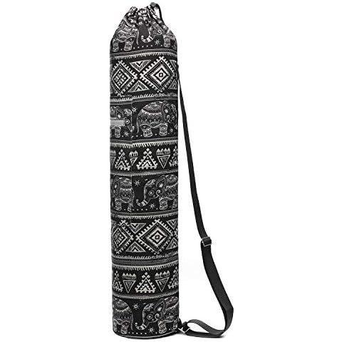 JIAN YA NA Yoga Mat Bag Canvas Yoga Pilates Exercise Yoga Mat Carry String Drawstring Bag Sturdy Sling Bag Fits Most Size Mats (Type 6 Elephant) Cover