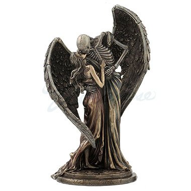 Unicorn Studios Wu76855 a4 Kiss of Death Fini Bronze Antique ailé Squelette Statue